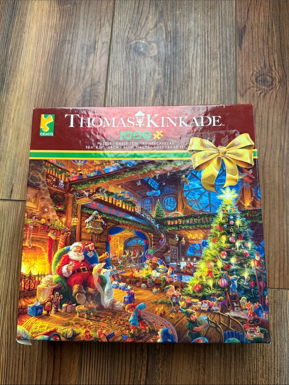 Thomas Kinkade Holiday Puzzle – Red, Green, Gold & Blue Festive Scene